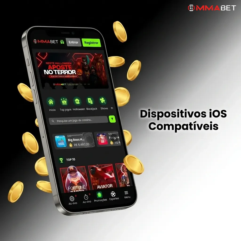 Lista de dispositivos iOS compatíveis com o app MMAbet, incluindo iPhone X ao 15 e iPad Air e Pro
