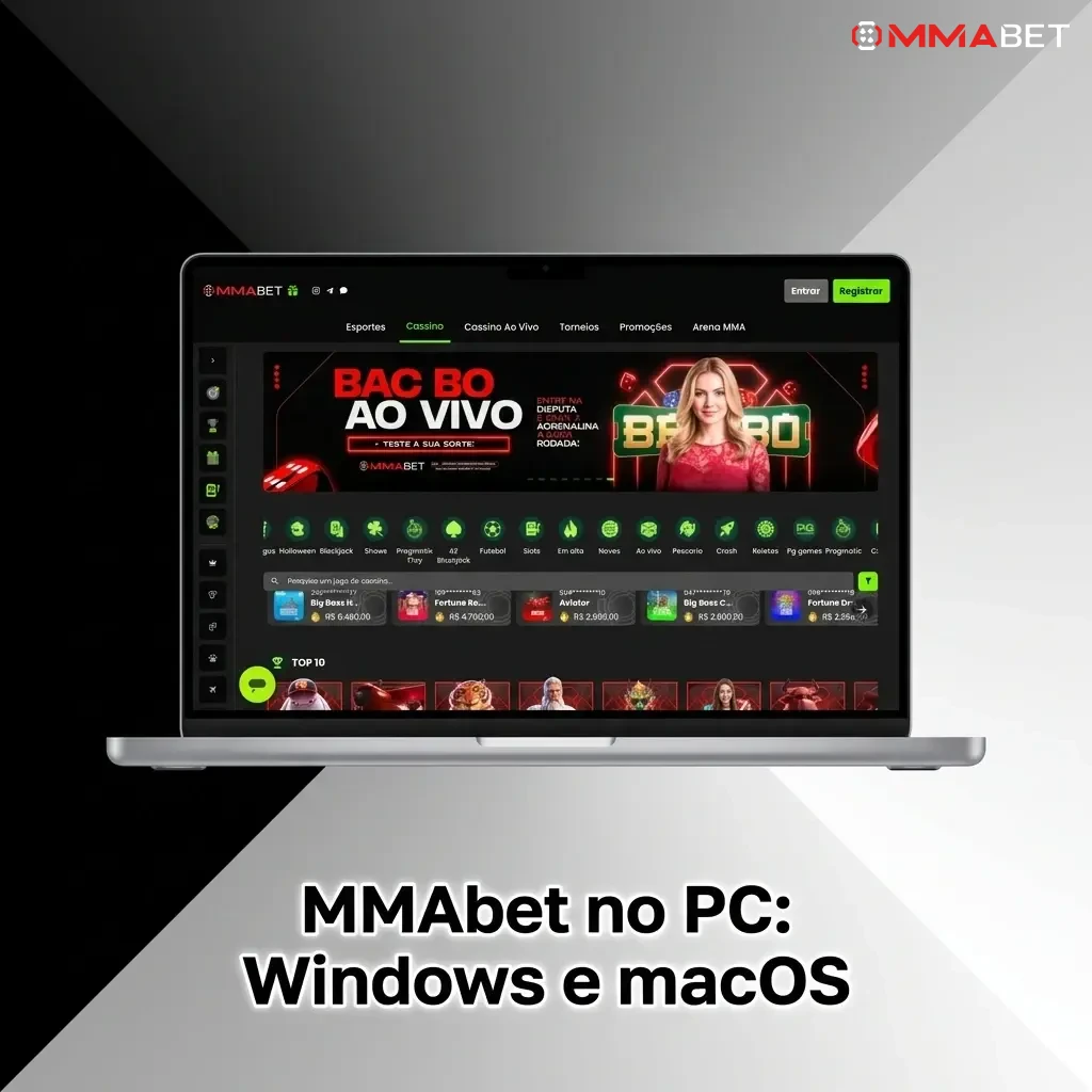 Acesso à plataforma MMAbet pelo navegador no PC com Windows e macOS sem necessidade de instalação